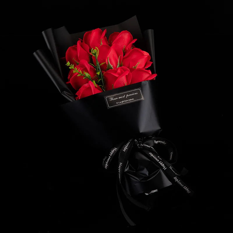 9-Head Soap Rose Bouquet – Artificial Flowers for Home & Gifts